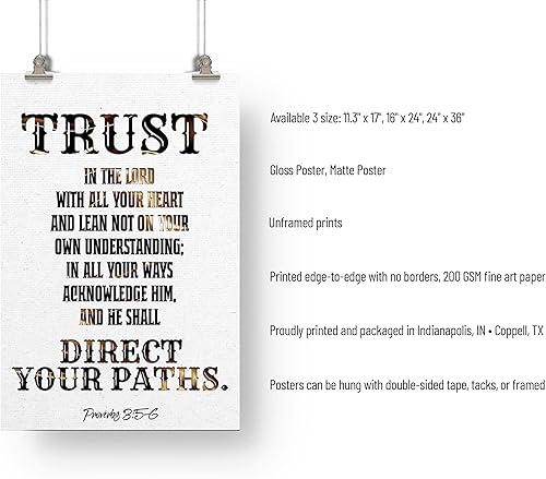 Miniatura 2 de FESOGO - Póster de pared con texto en inglés "Trust In The Lord With All Your Heart" (Confía en el Señor con todo tu corazón) - Proverbios 35,