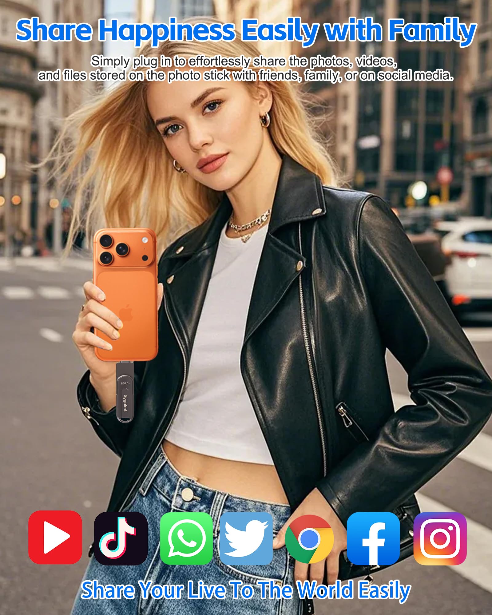 Chiavetta USB da 128 GB per iPhone Photo Stick Thumb Drive, USB C + USB A, memoria esterna Jump Drive per il backup di immagini, video, dati, chiavetta USB ad alta velocità per iPhone/iPad/Android/PC