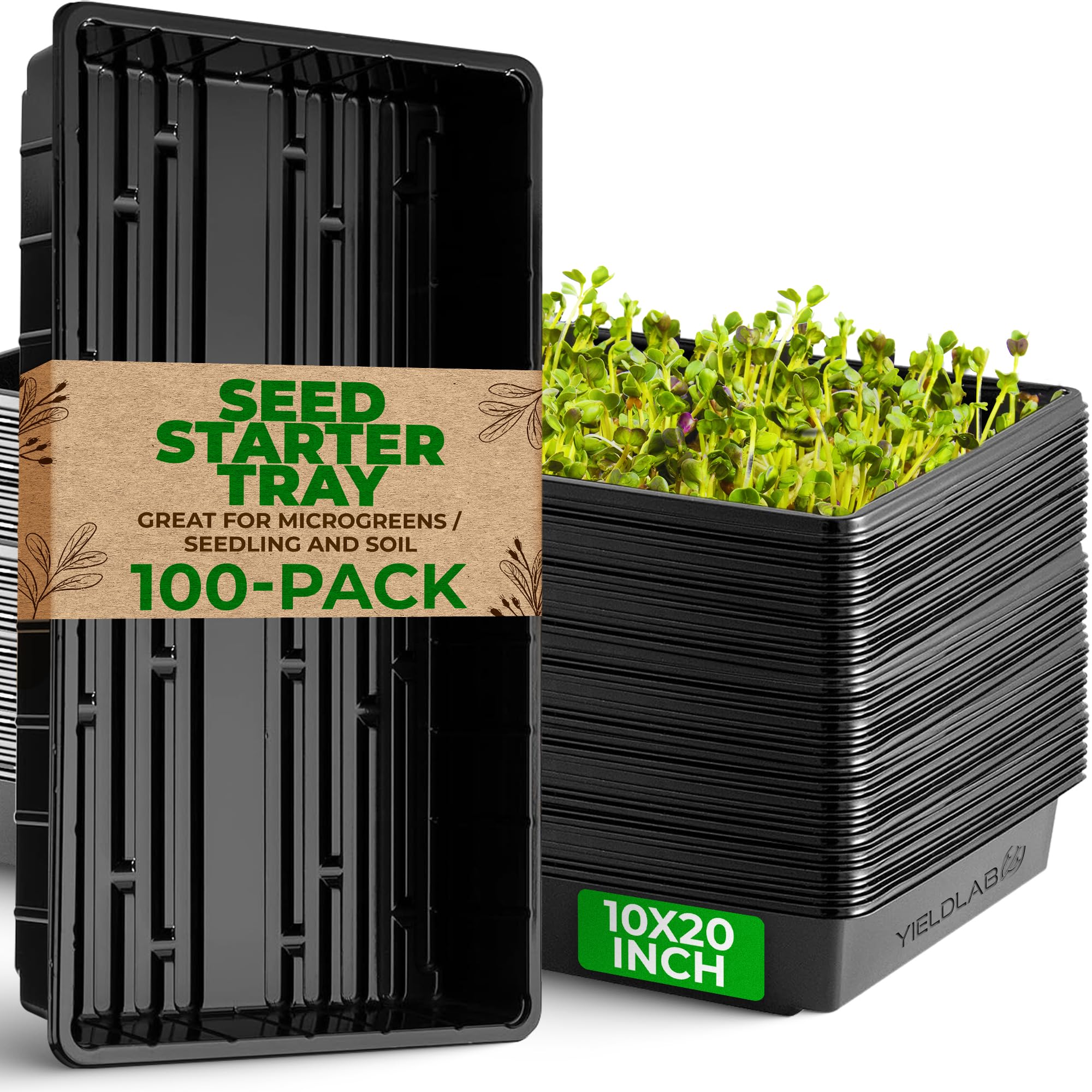 10x20 Inch Black Plastic 100 Pack Plant Propagation Tray No Holes