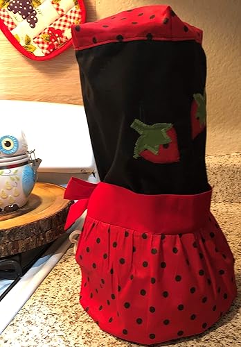 Miniatura 3 de Blender Cover for OSTER. Kitchen design StrawberryRed-Black Dots. Dress for blender-Ribbons to make your own adjustable bow.