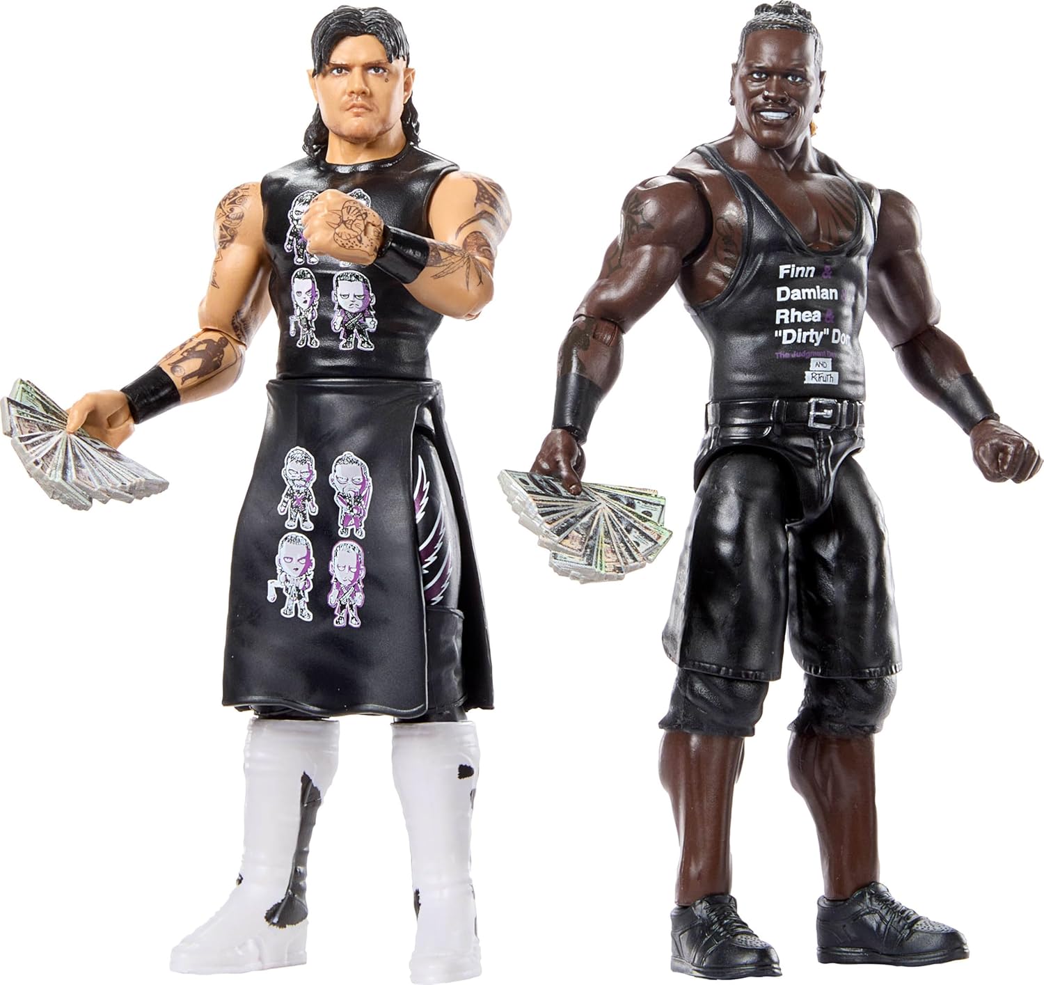 Mattel WWE Main Event Showdown Action Figures 2-Pack with Accessory, Series #21 R-Truth vs “Dirty” Dominik Mysterio Collectible Set, 6-inch