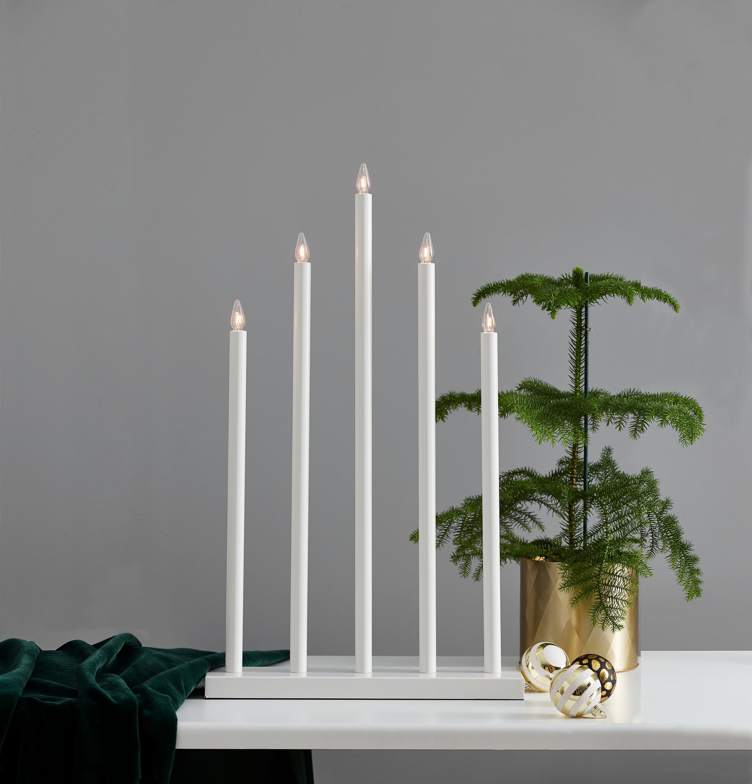 EGLO Kerzenständer Holy, Dekoleuchte Weihnachten, Fensterdeko aus Holz | Stahl und Kunststoff in weiss warmweiß