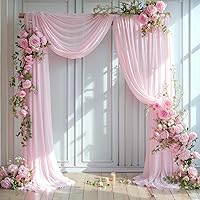 Vista 34 de Tela drapeada para arco de boda, 2 paneles de 18 pies, cortina de telón de fondo transparente negro de gasa para boda, arco, ceremonia, cenefa