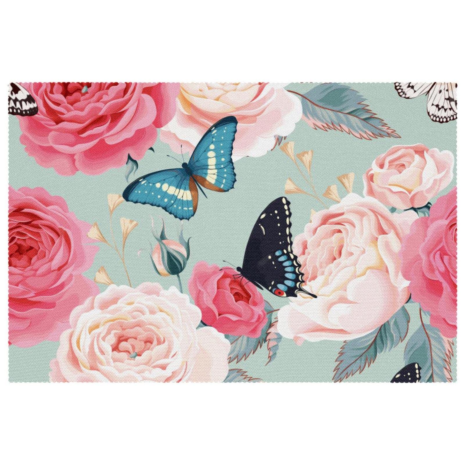 Sets de table fleurs anti-glisse et anti-chaleur pour repas de famille