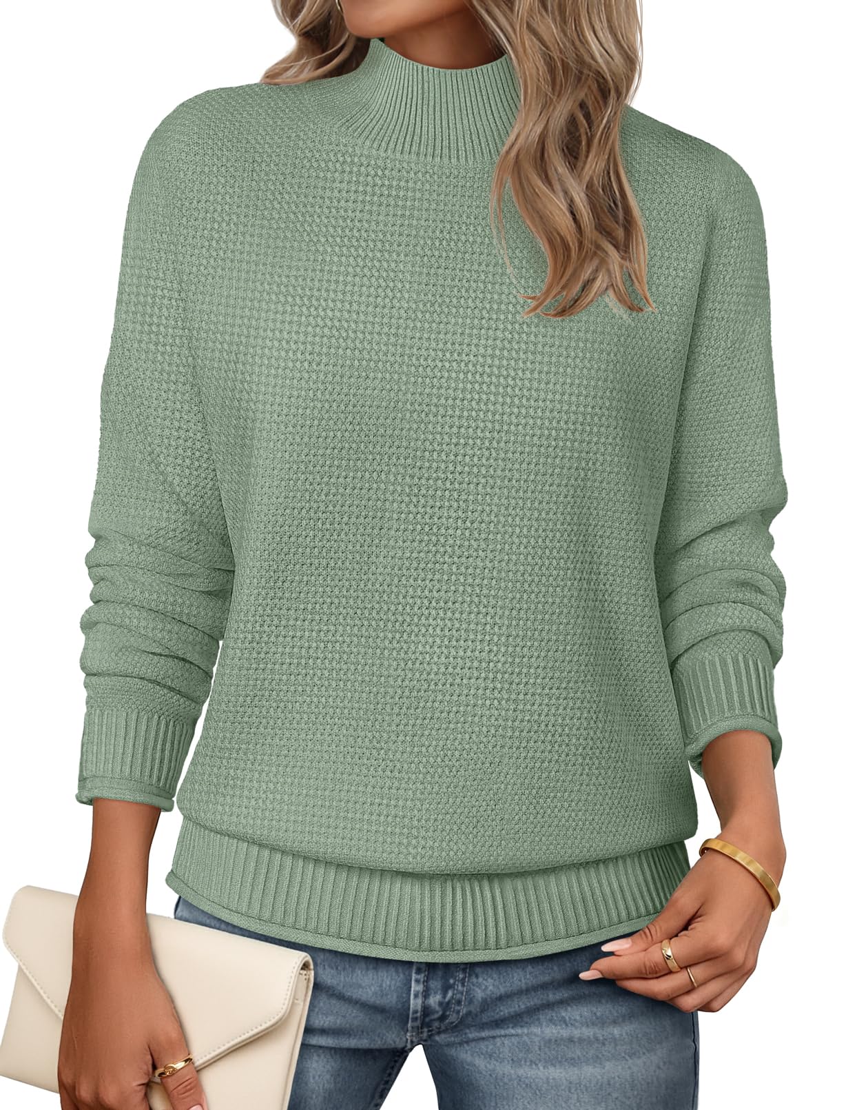 MEROKEETY Womens Turtleneck Long Sleeve Fall Cozy Knit Sweater 2026 Trendy | Loose Pullover, Ribbed Hem, Solid Color, Drop Shoulder, Casual Jumper Top, Cozy Outfits, Fall Fashion, Warm Winter Clothing