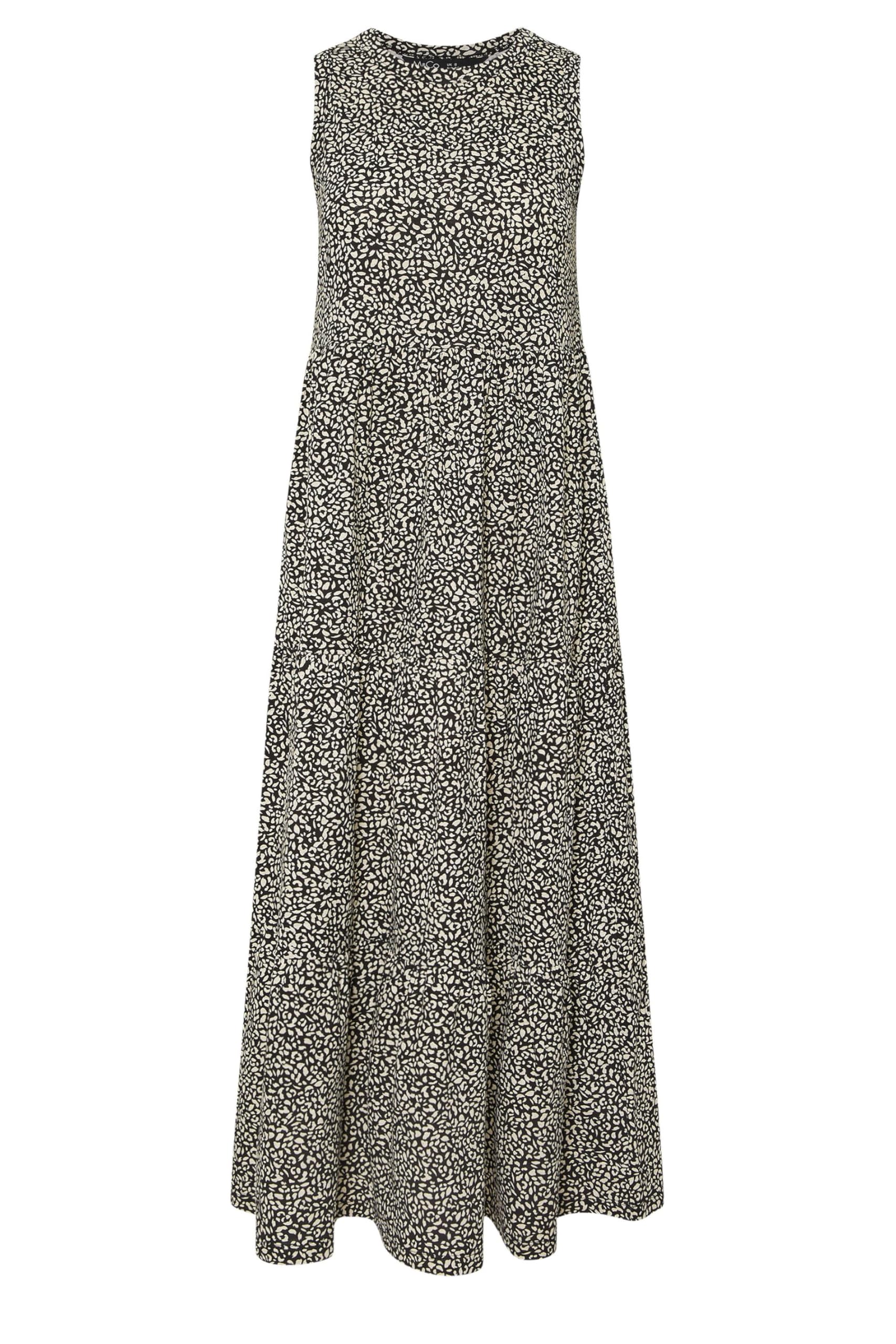 M&Co Women's Black Petites Petite Animal Print Sleeveless Midi Dress Size 18