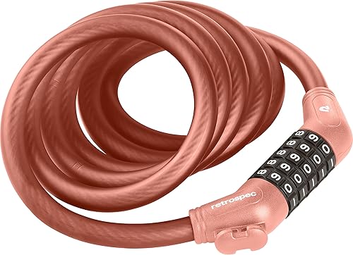Miniatura 2 de Retrospec Grizzly Plus - Candado de combinación para bicicleta, resistente antirrobo con combo personalizado de 5 dígitos, cable resistente a cortes