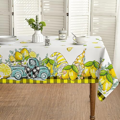 Horaldaily Mantel de verano de primavera de 60 x 104 pulgadas, rectangular, mantel de acuarela de limón para decoración de fiestas, pícnic, cenas