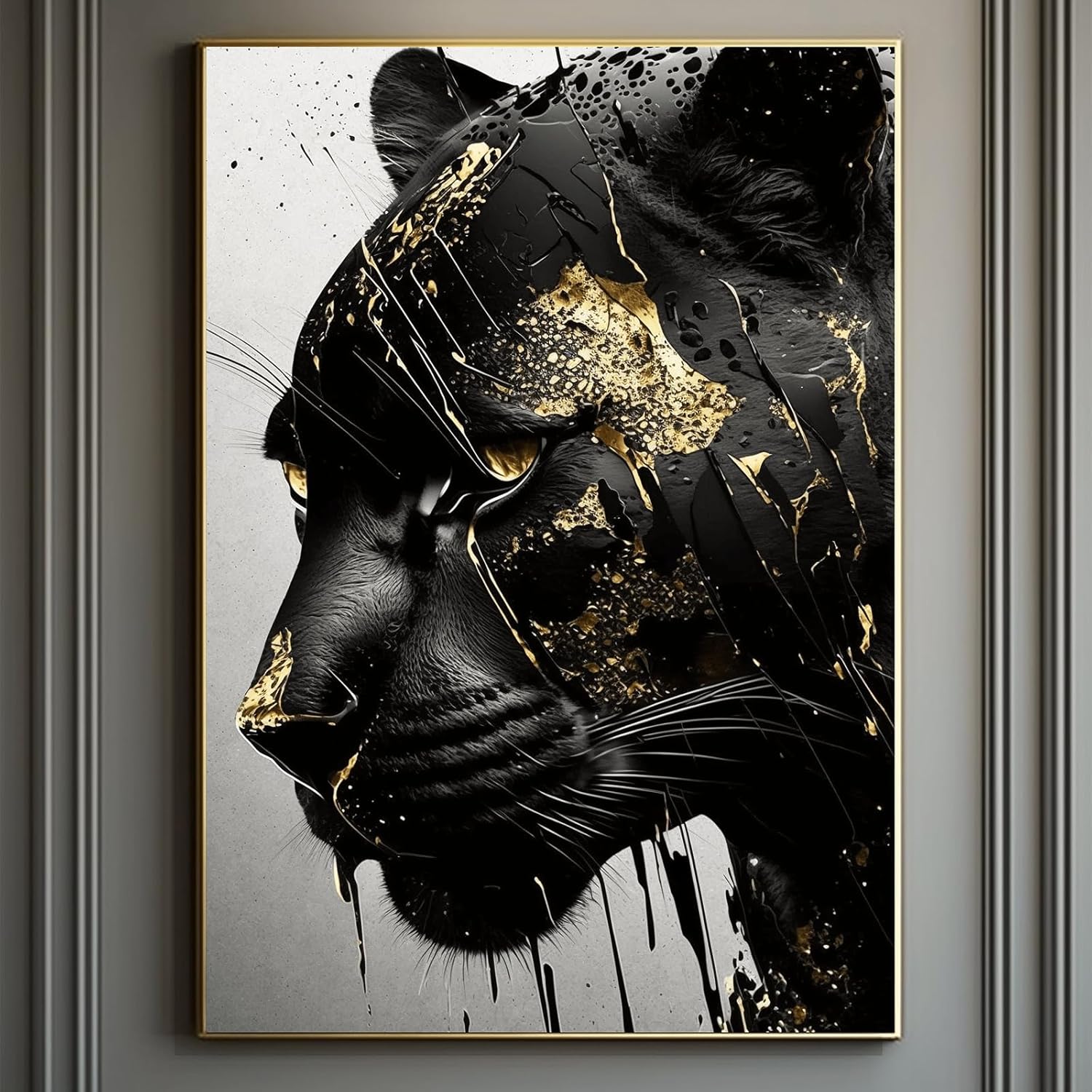 Black Panther Print Wall Art Abstract Panther Prints Black