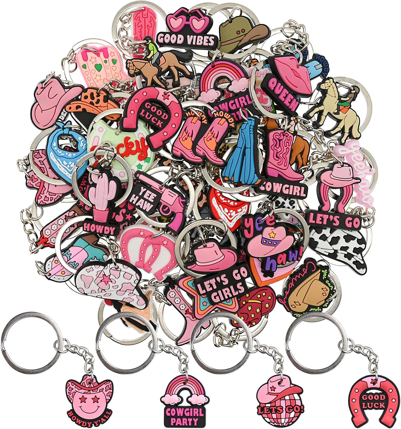 XHAOYEAHX Pink Cowboy Keychains charms Bulk Gift for Western Car Key Accessories