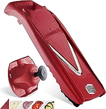 Coupe-Légumes Börner V5 (Set de Base) • Mandoline en V pour tranches de 4 épaisseurs • Trancheuse avec lame en acier inoxydable • Mandoline réglable pour fruits & légumes • Rouge