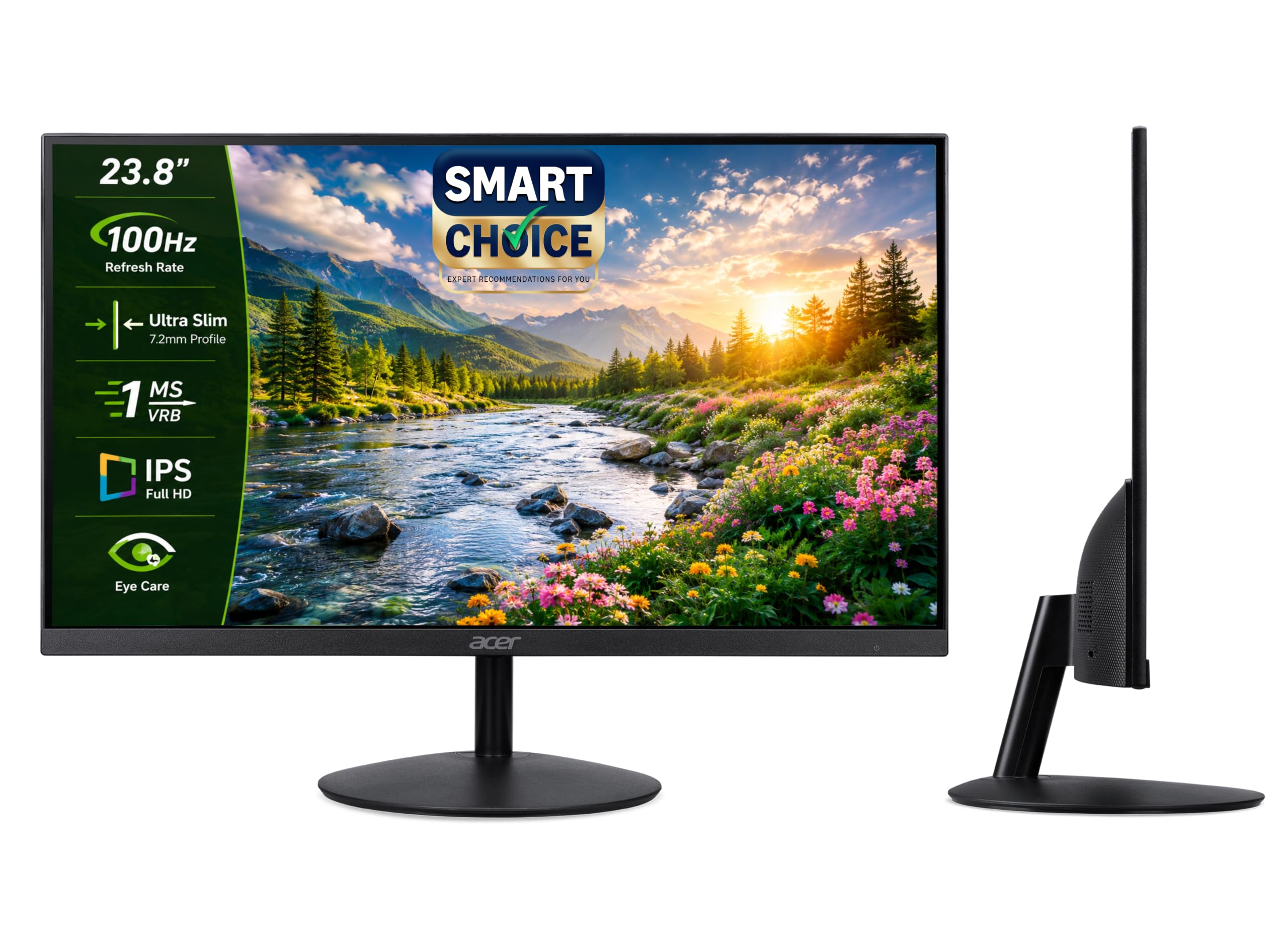 Acer SA242Y E 23.8 Inch Full HD IPS Monitor I 100Hz Refresh Rate I 1ms VRB I AMD FreeSync I Ultra Slim ZeroFrame Design I VisionCare Eye Protection I HDMI & VGA Inbox HDMI Cable I VESA Mount I Black-image-20