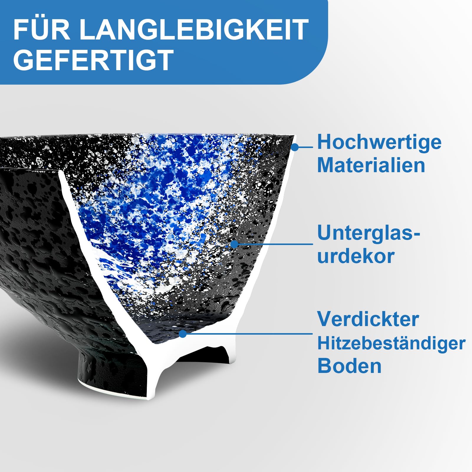 8 Zoll Ramen Schüssel Set 4 Japanisches Keramik Bowl Suppenschalen 16 Stück | Geschirr mit Stäbchen Gabeln Löffeln für Nudeln Suppen Salat Pho Müsli Mikrowelle Spülmaschinenfeste Geschenke für Mann Frau