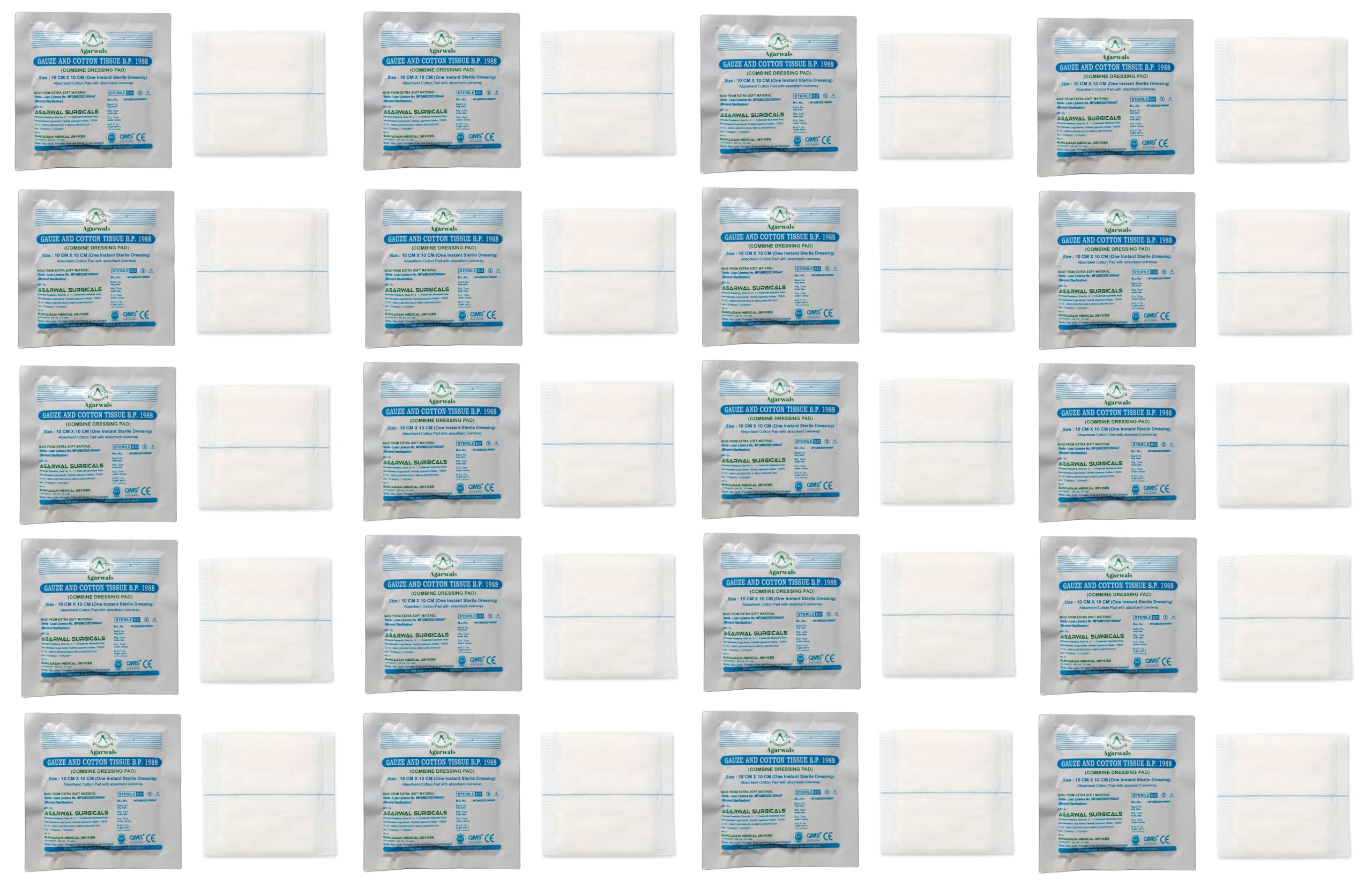 Agarwals Premium Sterile Combine Dressing Surgical Pad 10CM x 10CM (Pack of 20)-image-19