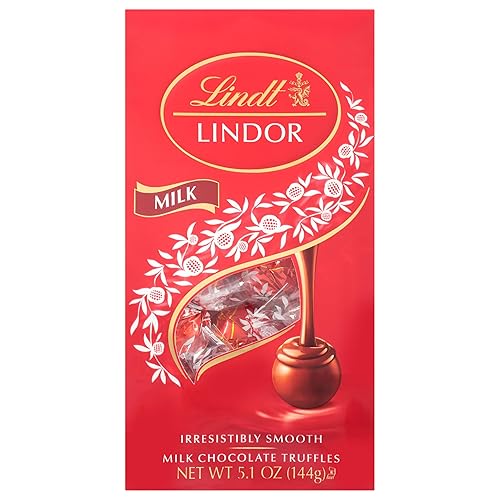 Vista 147 de Lindt LINDOR - Trufas de chocolate amargo con leche de avena, trufas de chocolate sin lácteos con centro de trufa suave y derretida, 5.1 onzas
