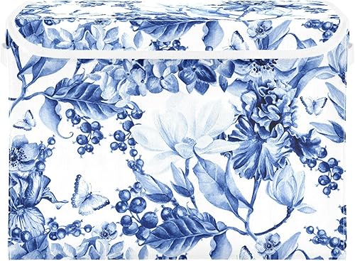 Miniatura 17 de Contenedores de almacenamiento plegables con tapas, cubos de almacenamiento de tela decorativos, organizadores de armario y cestas de Flores de