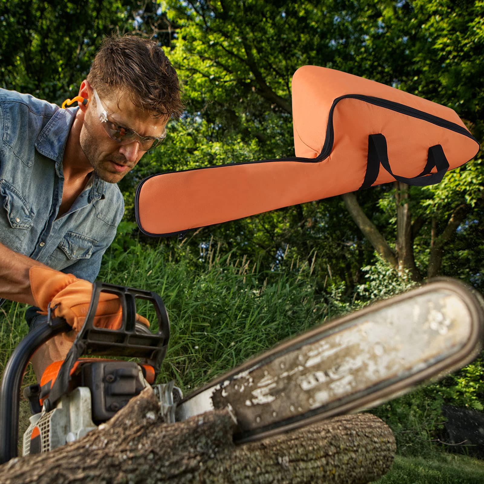 Custodia Per Motosega - Impermeabile, Arancione, Con Maniglie E Tracolla - Protezione E Trasporto Facile - Foto 3