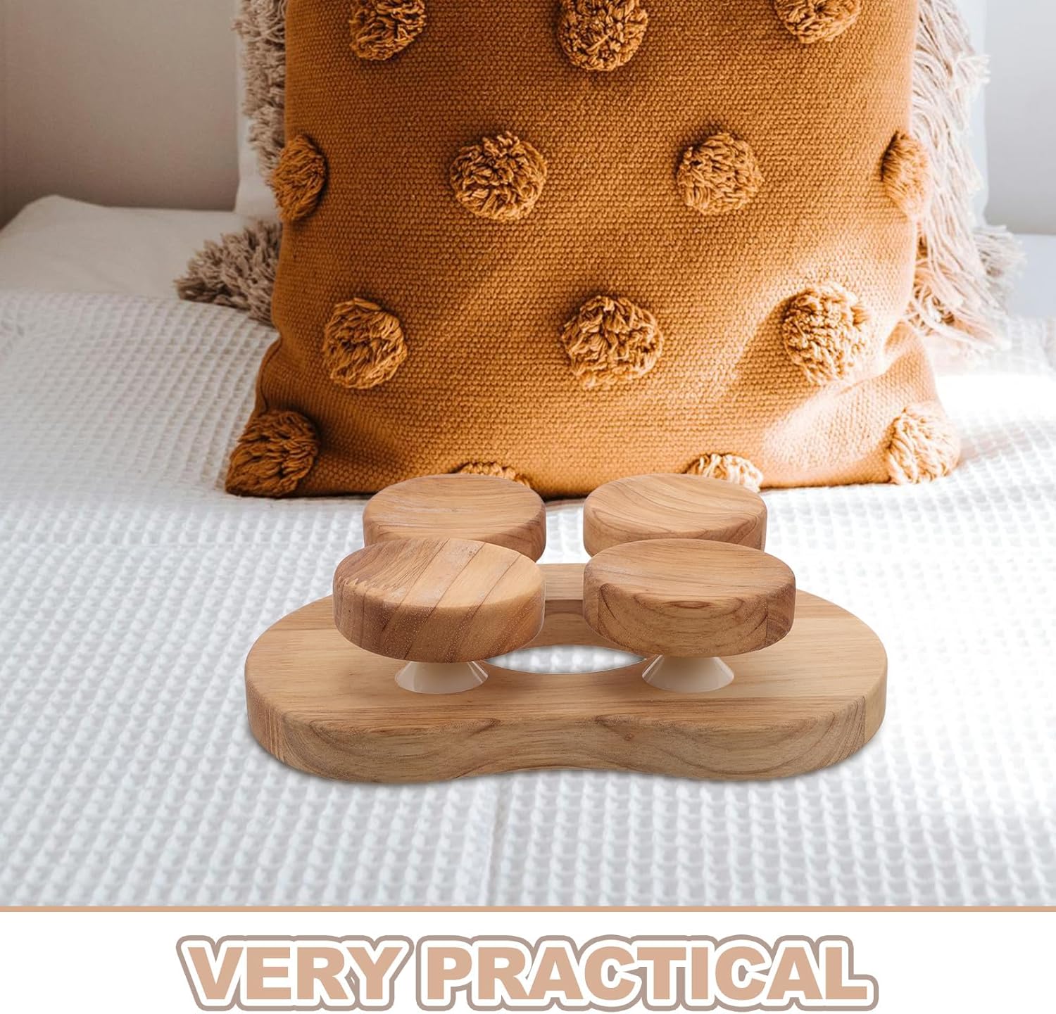 Yardwe Wooden Sauna Lumbar Pillow for Back Support Steam Room Relaxation Natural Wood Sauna Waist Cushion Accessory for Home and Commercial Use