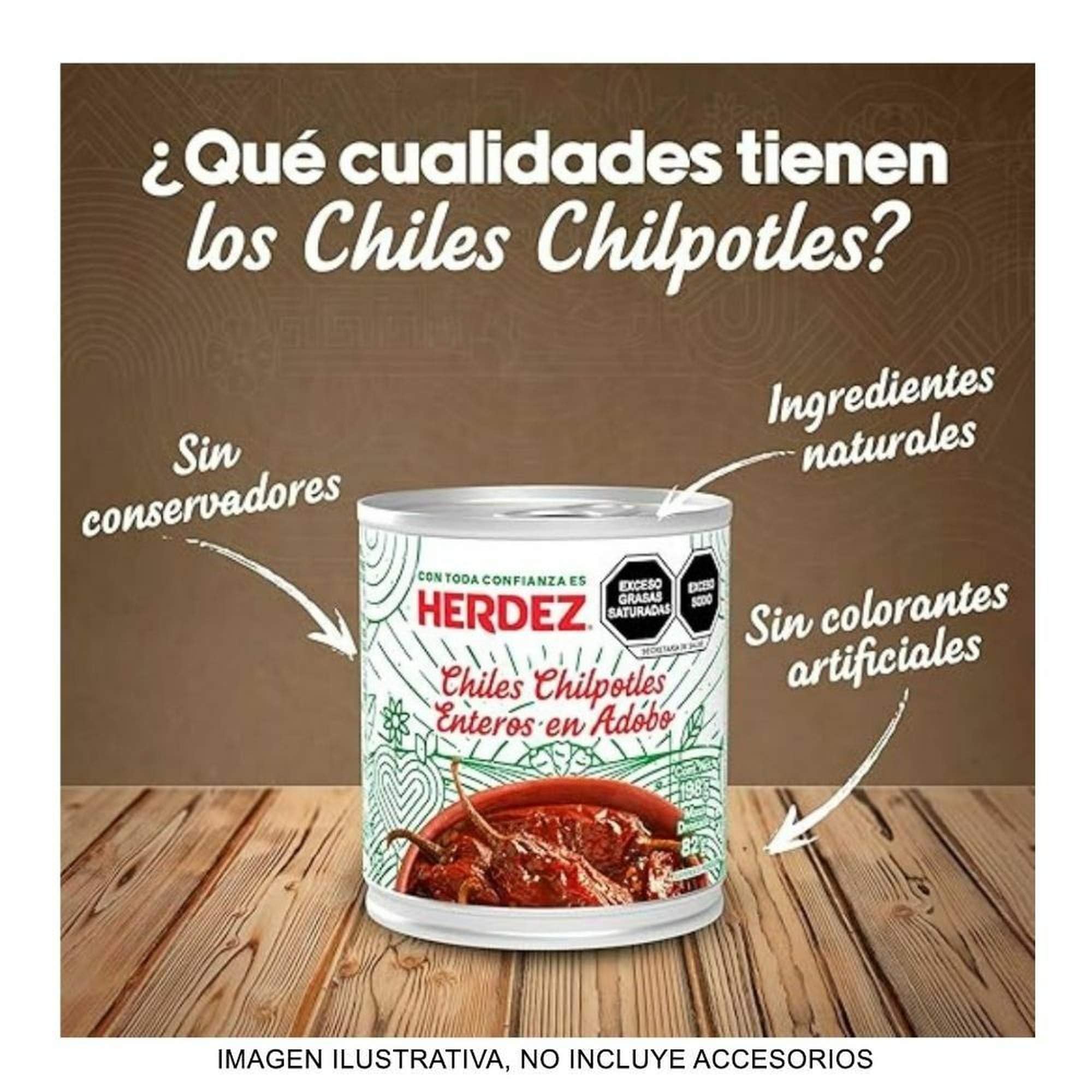 Herdez Chiles Chipotle Enteros en Adobo 198 g – Chiles ahumados en salsa adobada, ideales para carnes, guisos y salsas