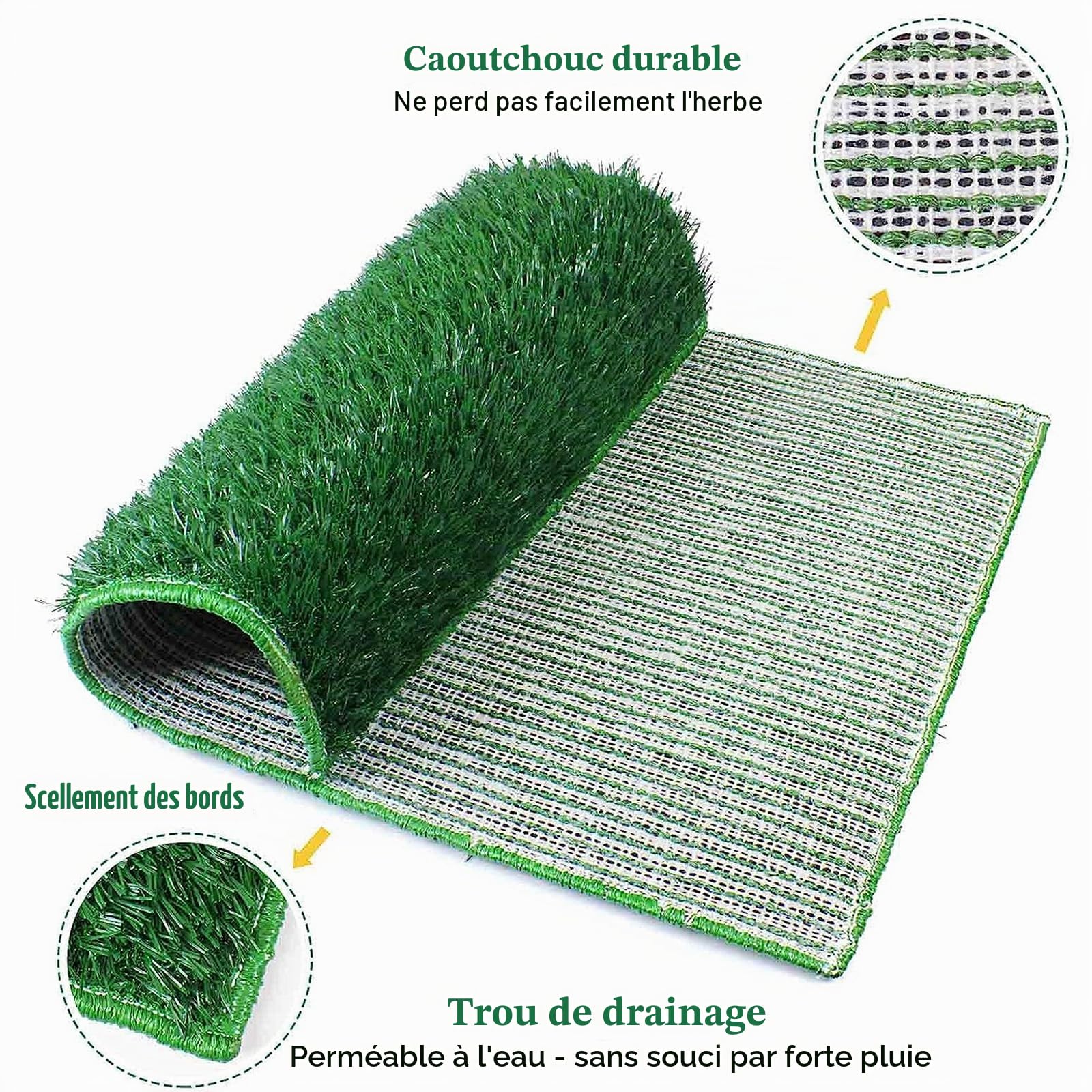 Toilettes pour Chien Bac à litière en Gazon Artificiel 67 x 42 cm, avec Gazon-Artificiel,Facile à Nettoyer Coussinets de Gazon Artificiel pour Petit Chien