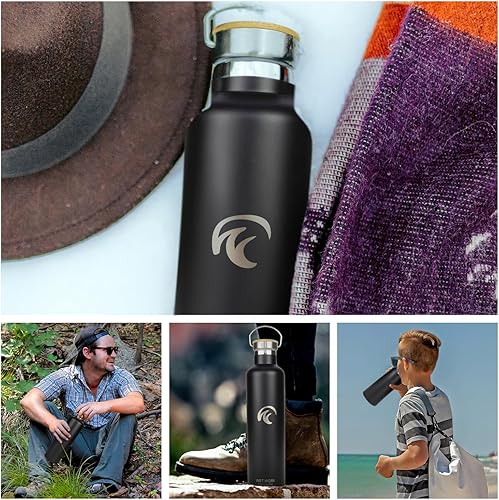 Miniatura 5 de Wet Work Botella de agua de acero inoxidable para bebidas frías y calientes, termo aislado de doble pared para agua, refrescos, café, té con boca