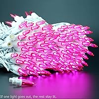 Vista 6 de YULETIME Juego de 200 luces LED rosas de Navidad, 66 pies, cable blanco, certificado UL, grado comercial, juego de luces navideñas