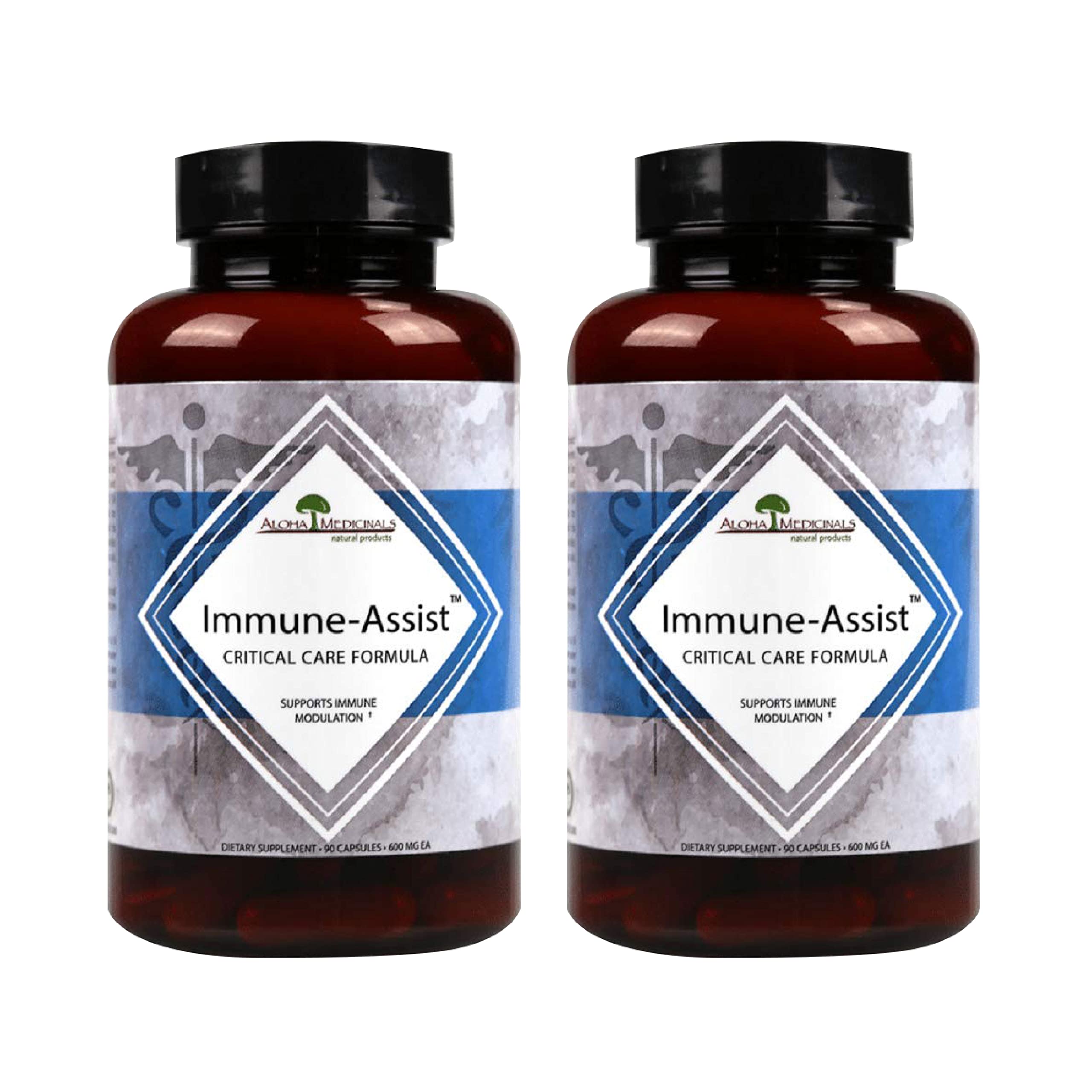 Aloha Medicinals Immune Assist Critical Care Formula, Organic Mushroom Supplement, Immune Support Supplement with 7 Mushroom Extracts, Pack of 2, 90 Capsules Each