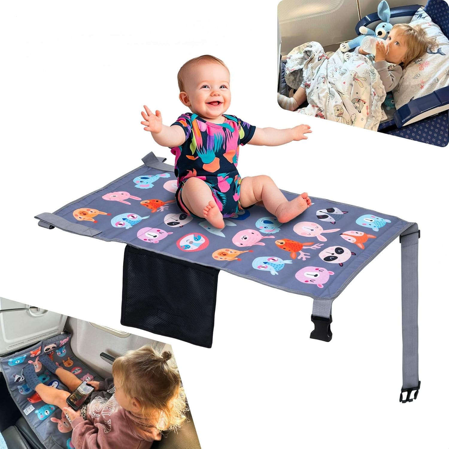 Toddler Airplane Bed & Seat Extender – Cozy & Easy Setup Airplane Bed for Kids, Ages 1-4 Gray