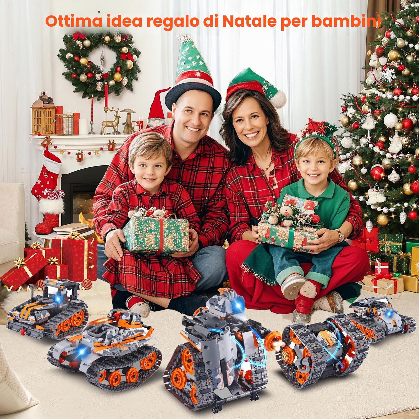 VEVOR Giocattolo Robot per STEM Kit di Costruzione per Auto Robot Telecomandate RC 554 Pezzi Controllo App, Giocattolo di Costruzione STEM Telecomandato per Bambini Dimensioni Robot 145x170x215 mm