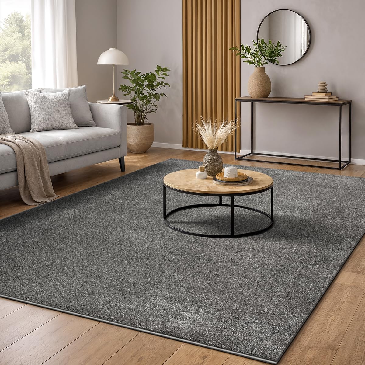 the carpet Marley eleganter Designer Teppich Wohnzimmer, weicher & pflegeleichter Kurzflor Wohnzimmerteppich in Anthrazit, Teppich 200 x 290 cm