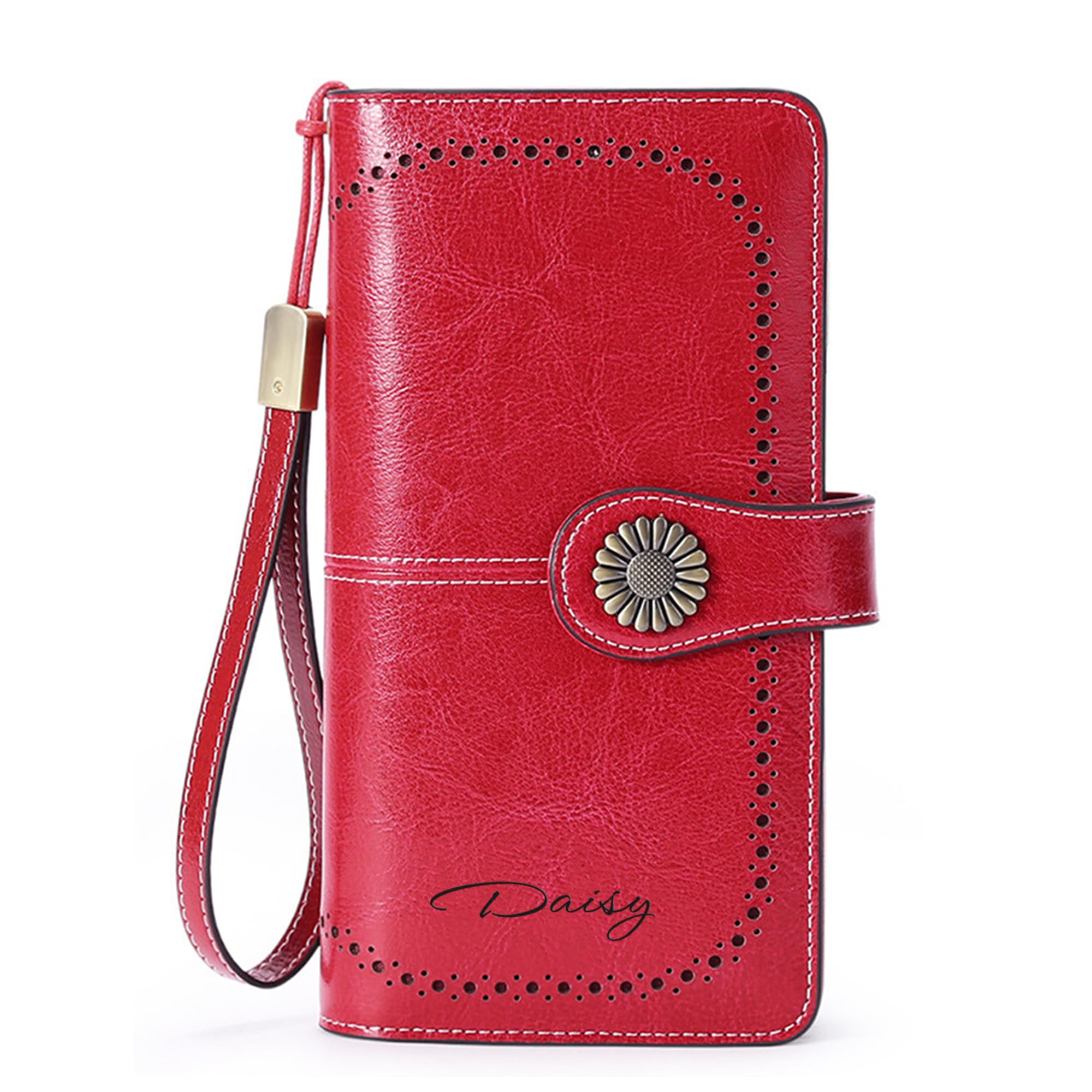 Custom Wristlet Wallet,Personalized Engraved Name Wallets with RFID Blocking Large Capacity Wristlet Clutch Purse Credit Card Holder for Women (