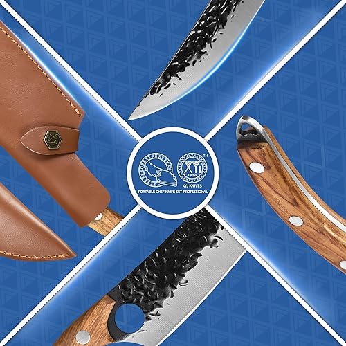 Miniatura 2 de XYJ FULL TANG Cuchillo de deshuesado de acero inoxidable de 12 pulgadas, cuchillos de pesca para chef, cuchillos de pesca con funda de cuero,