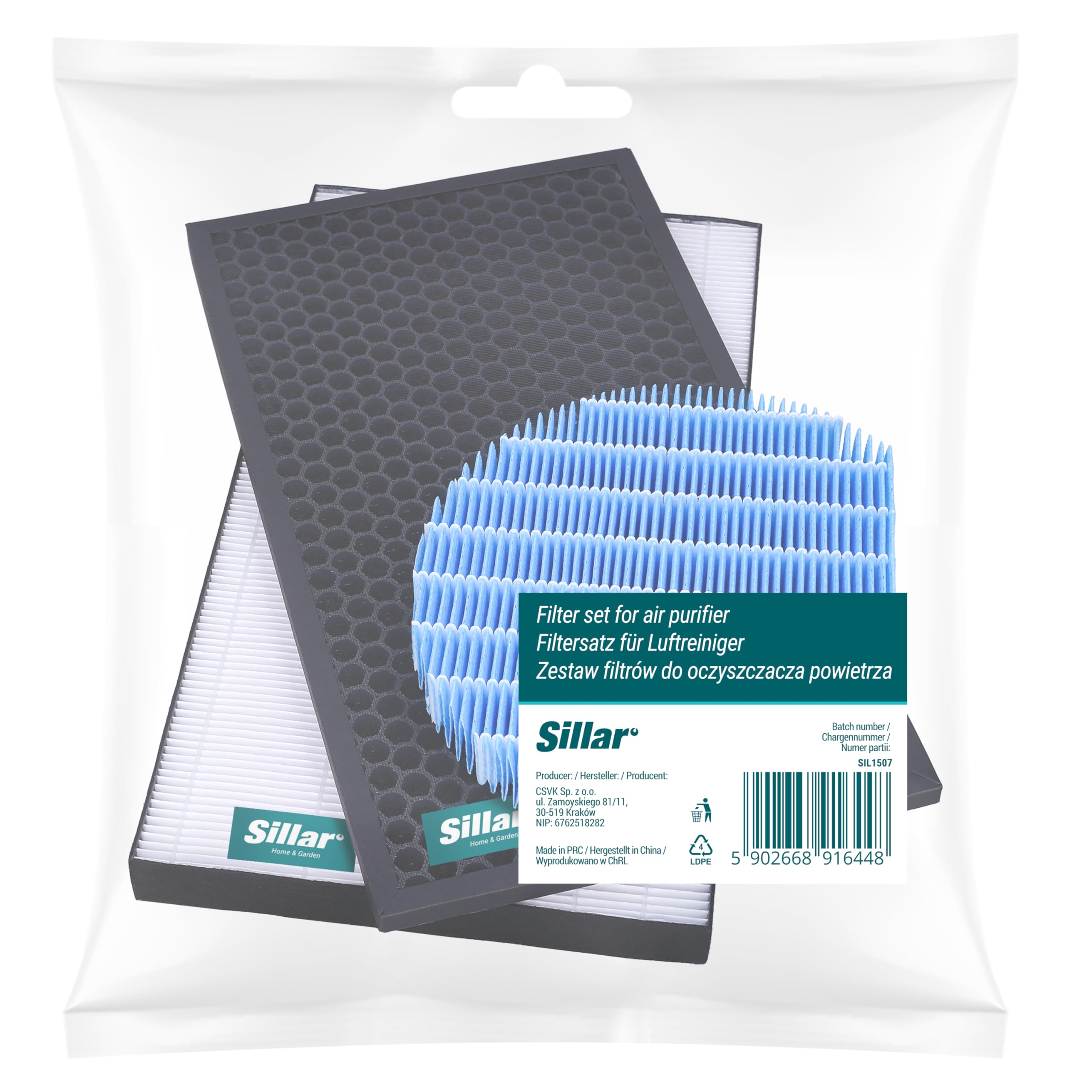 Sillar Zestaw filtrów do oczyszczacza powietrza Sharp, Zestaw filtrów zamiennych pasujący do Sharp KC-D40EUW KC-D50EUW KC-D40EU - Hepa FZ-D40HFE + węgiel aktywny FZ-D40DFE + nawilżanie FZ-A61MFR