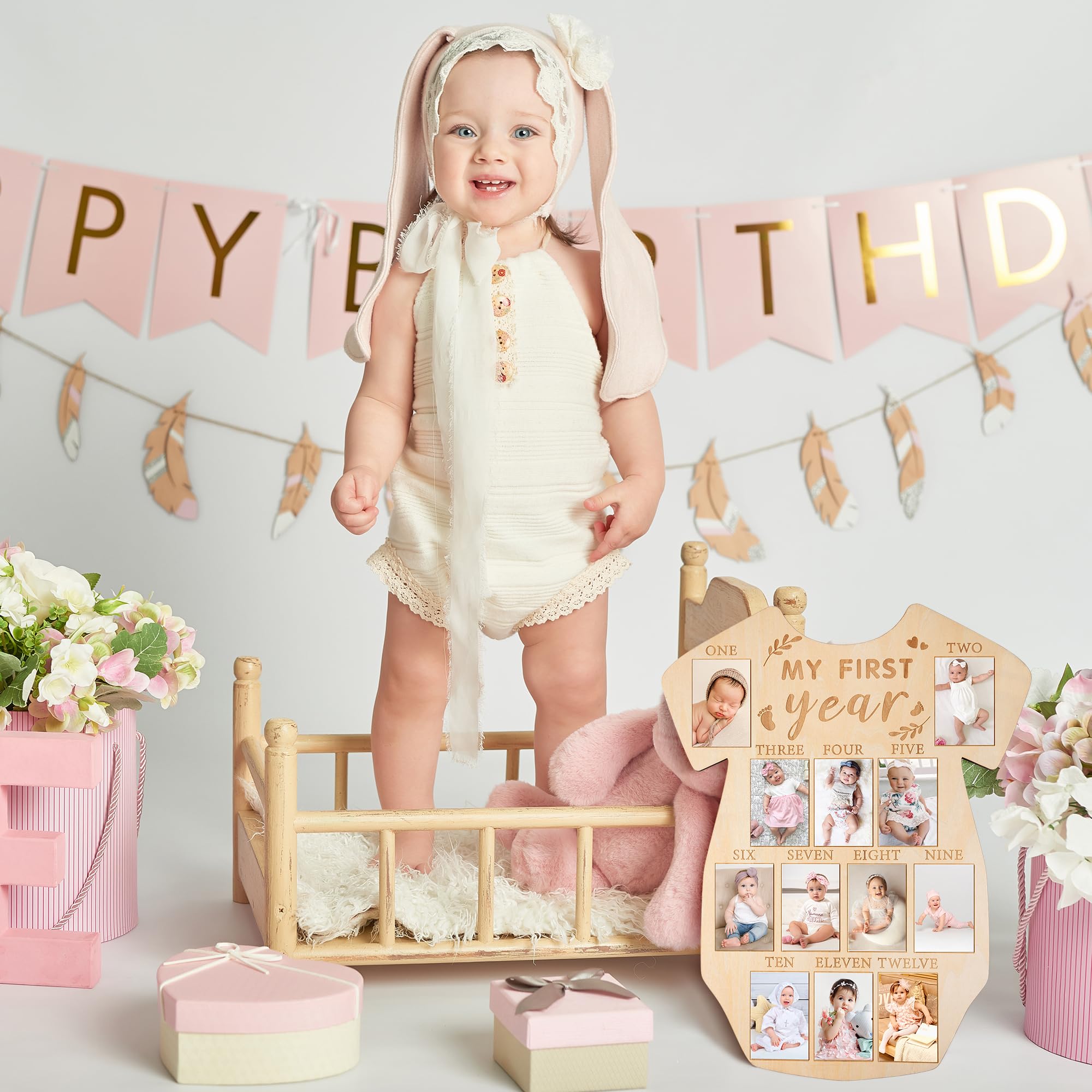 Snapklik.com : My First Year Photo Display Wood Board, Babys First Year ...