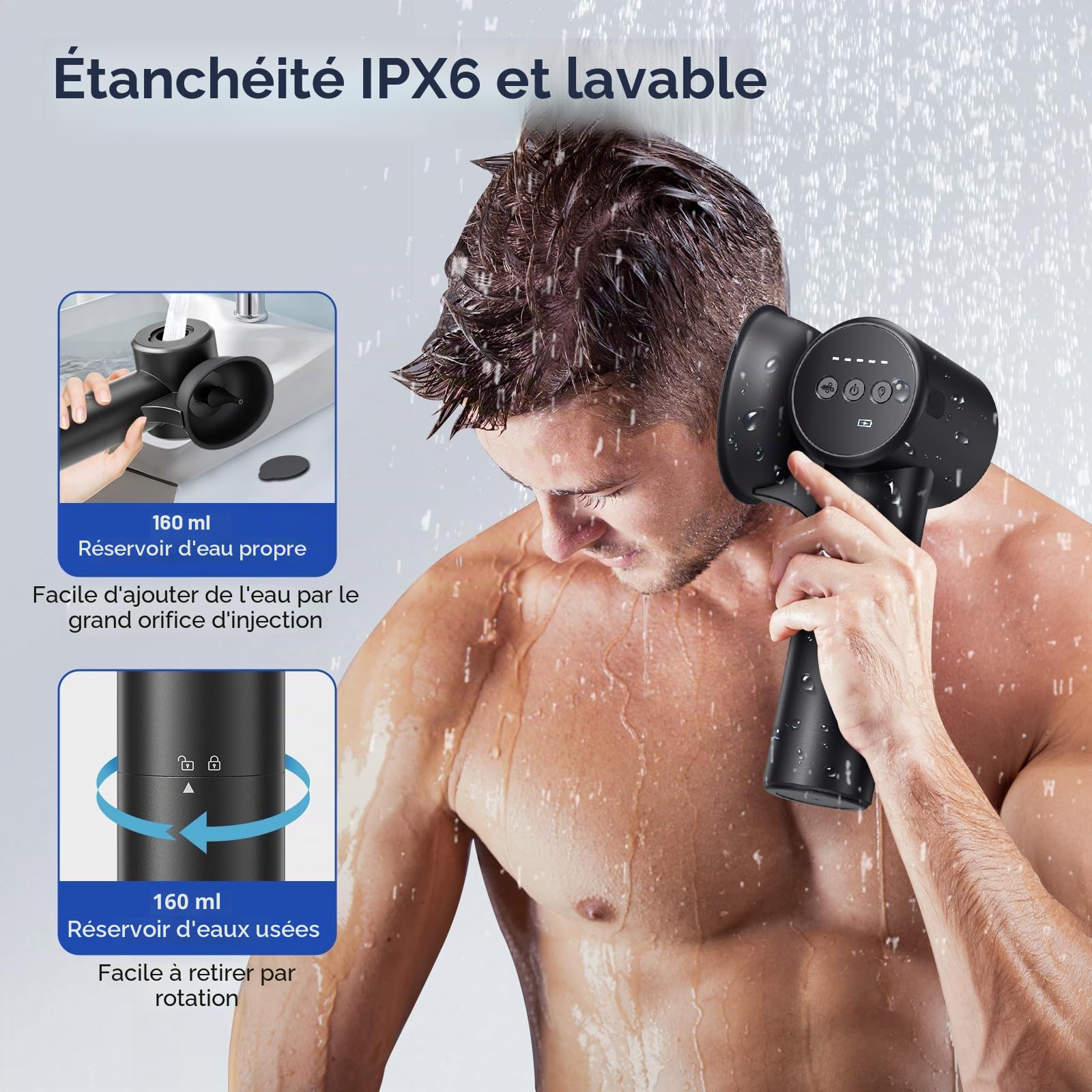 WildFun 2-IN-1 Kit de nettoyage des oreilles, Kit d'élimination de cérumen électrique avec 5 Modes de nettoyage et 1 Mode de soufflage modes, Elimination du Cérumen Rechargeable, IPX7 étanche (black)