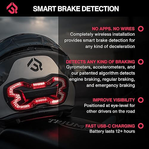 Miniatura 3 de Luz de Casco Brake Free - Luces Inteligentes Inalámbricas para Motocicleta - Luz LED para Casco de Motocicleta Resistente a la Intemperie - Diseño