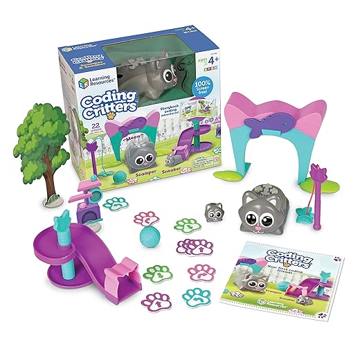Learning Resources Coding Critters Scamper & Sneaker - 22 Pieces, Ages 4+ Educational Learning Games, Screen-Free Early Coding Toy For Kids, Interactive STEM Coding Pet