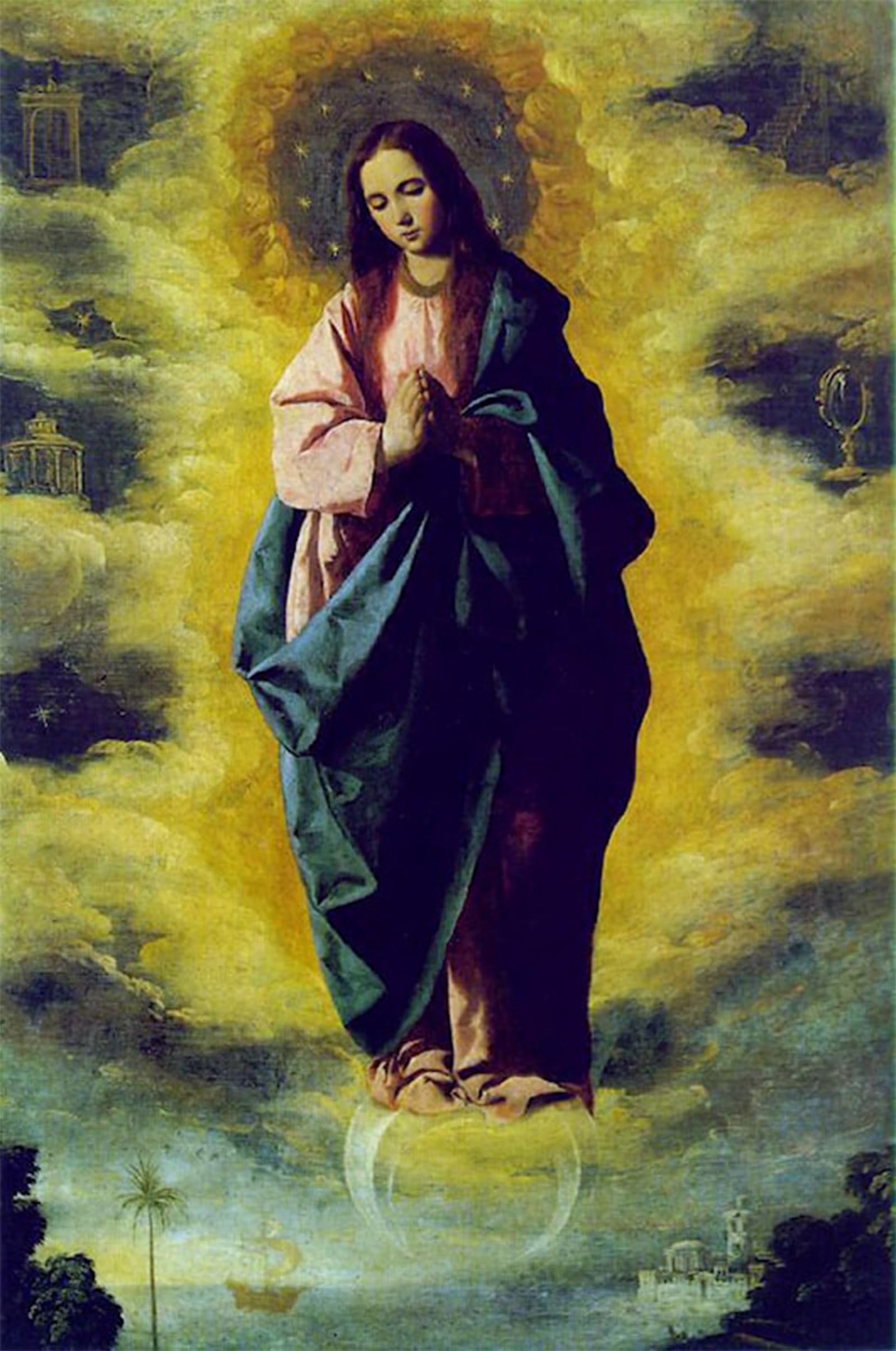 ARTXLXXBN Famous Prints Artwork Pictures Poster Painting Art the Immaculate Conception by Francisco De Zurbaran Artwork Landscape Pictures for Home Decor 60x90cm
