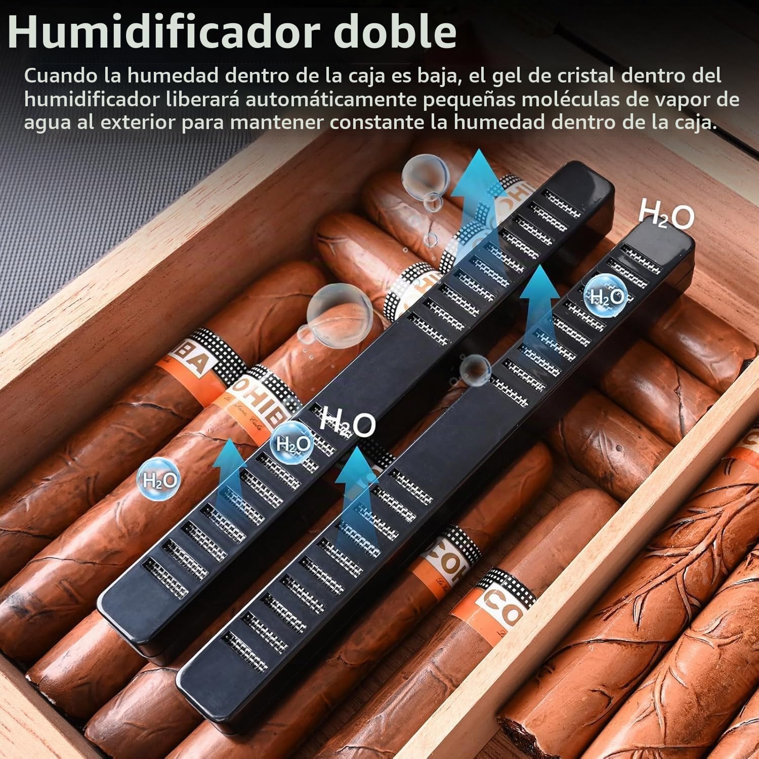 Humidor Puros, Caja Puros con Humidificador y Higrometro, Humidor para 25-35 Puros, Grandes Regalos para Hombres (Puros No Incluidos)