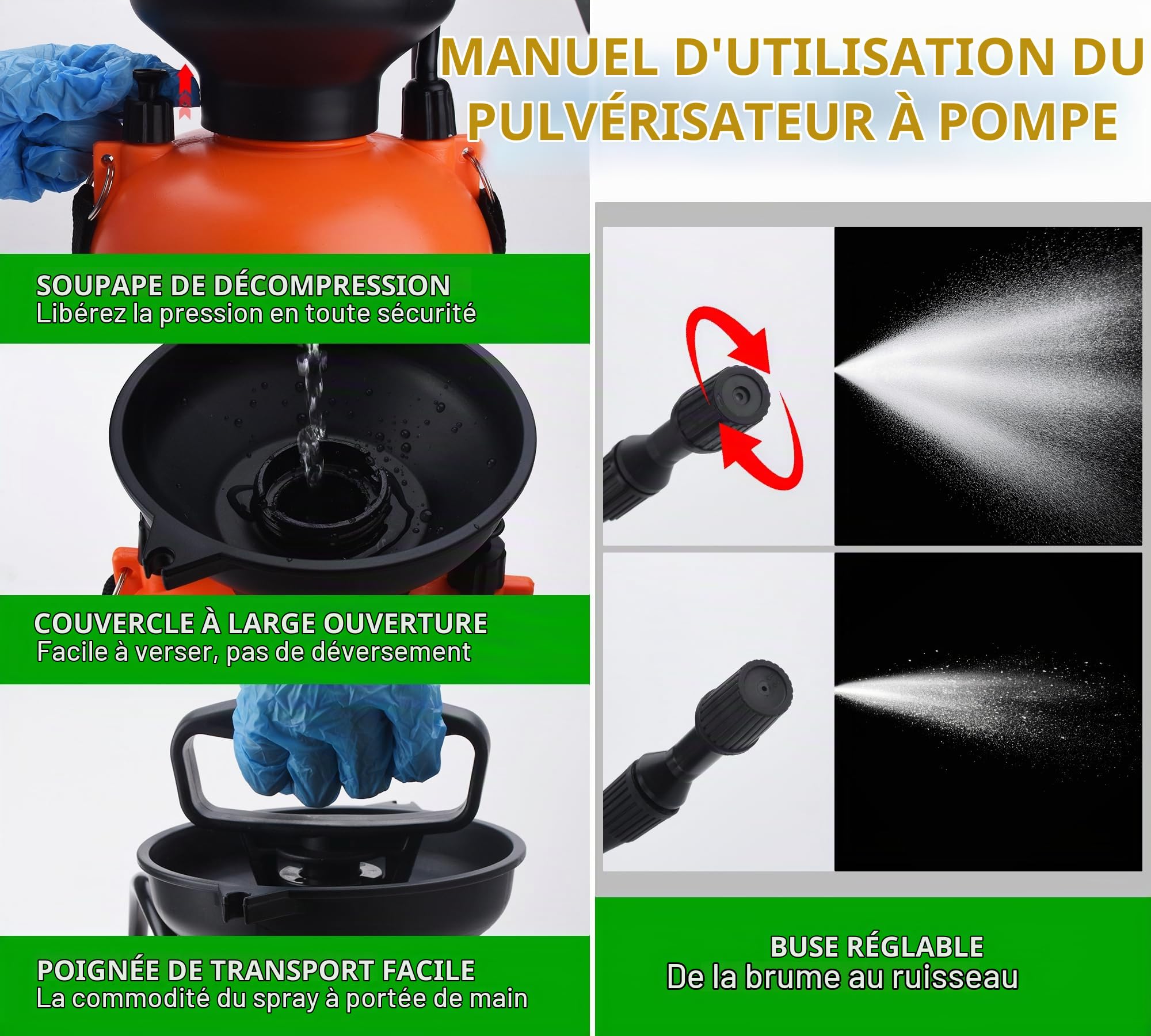 Liant pour Gravier - 5L Colle Cailloux Extérieur avec pulvérisateur à pompe, Stabilisateur de Gravier Puissant pour Pierre, Pailli, Copeaux de Bois, écorces | Résistante aux Intempéries, Longue Durée