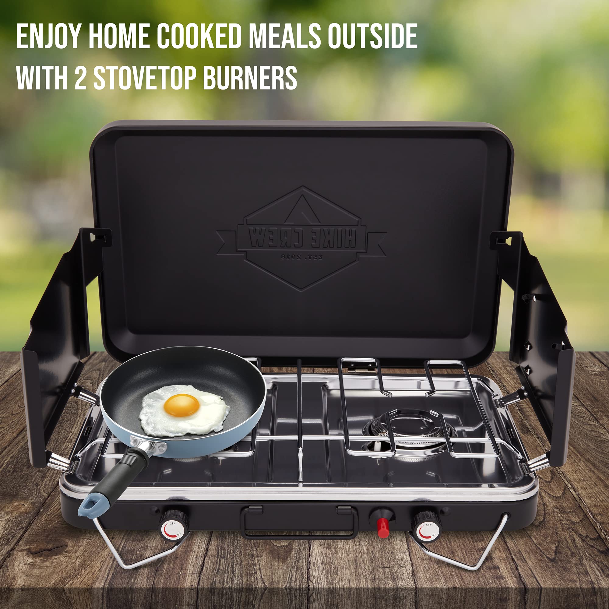 Hike Crew Gas Camping Stove 20,000 BTU Portable Propane 2 Burner