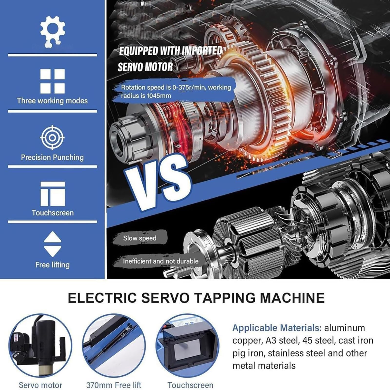 Maschiatrice elettrica, 360 ° universale Tapper con braccio flessibile da 1100 mm, filettatura per foratura servomotore, per la produzione di stampi