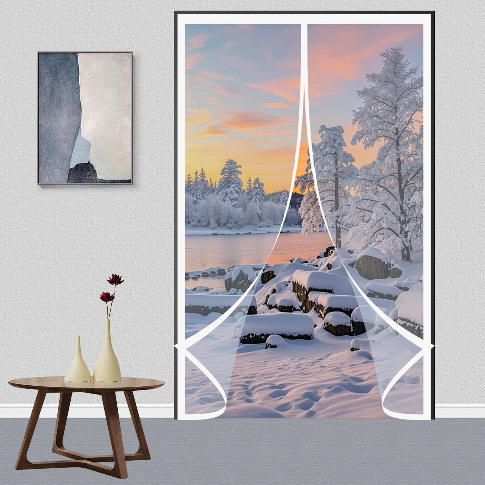 Magnet Wärmeschutzvorhang 129 x 204 cm Winddicht, Thermo Kälteschutz Winter Wasserdicht Und Warme Kälteschutz Magnet Wärmeschutzvorhang für Klimaanlagen Haustür Küchentür, A