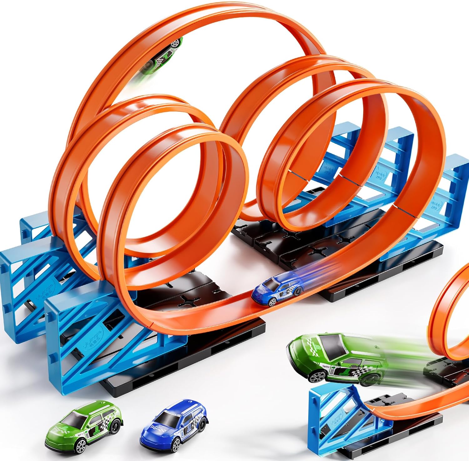 Race Track Car Set for Kids 3-5 4-8, Tracks and playsets with 5 Rotating Track and 2 Small Cars, Roll Out Portable Race Track, Flexible Car Track Gifts Toys for Ages 3+ Kids Toddlers Boys
