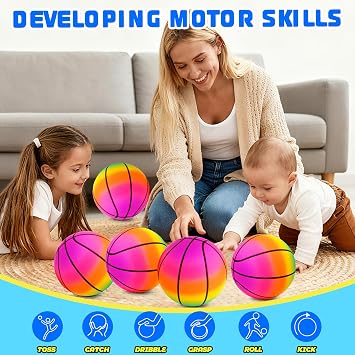Mini Toy Basketballs Set - 8 Small Balls with Pump, Over The Door Mini Hoop Replacements, Indoor Basketball Toy for Toddlers, Kids, Teenagers, Pool, Yard, Outdoors 5 Pack