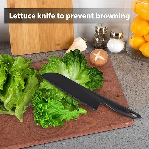 Miniatura 4 de ChaLeeMoo Cuchillo de nailon de 11 pulgadas para sartenes antiadherentes, cuchillo de cocina grande de plástico para cortar pan, pasteles, lasaña de