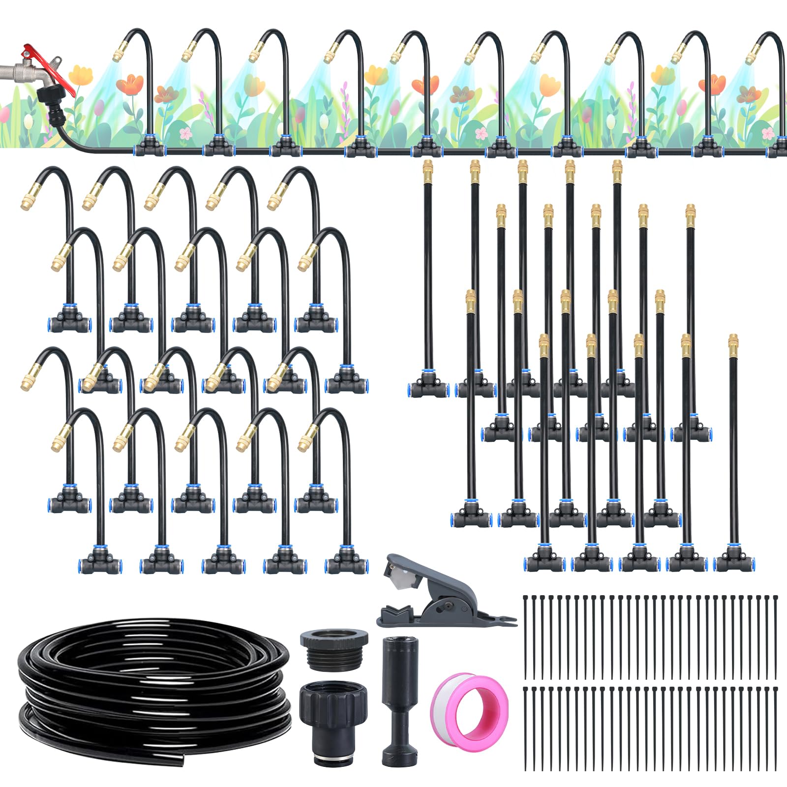 Aartner 360° Curved Garden Automatic Irrigation System, Watering System Garden, Greenhouse Plants, Raised Bed Irrigation Drip Irrigation for Landscape, Flower Bed and Patio Plants (30M)