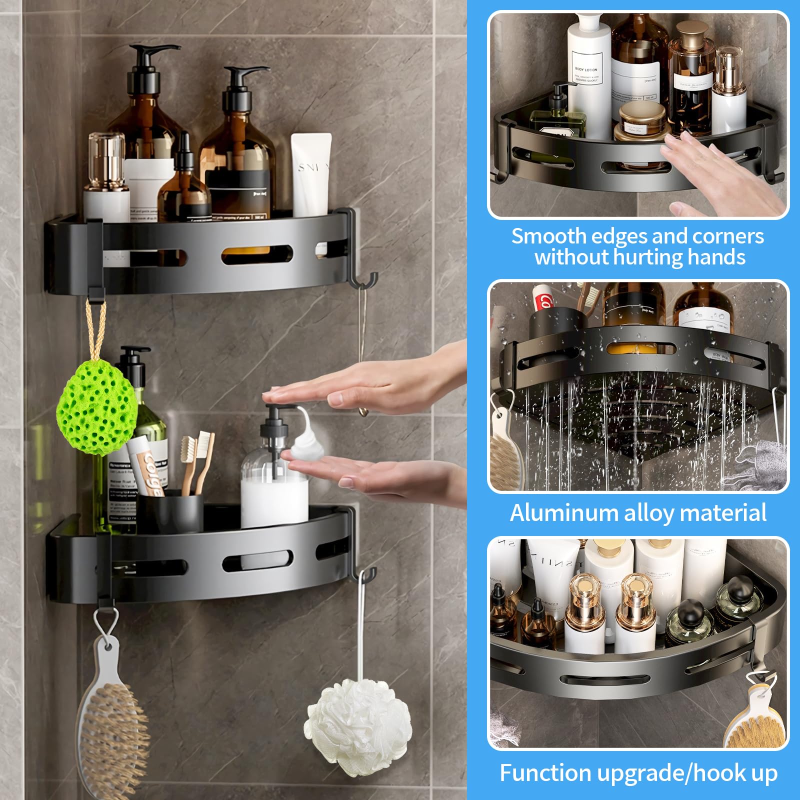 Étagères De Coin De Salle De Bain, étagère De Douche En Aluminium