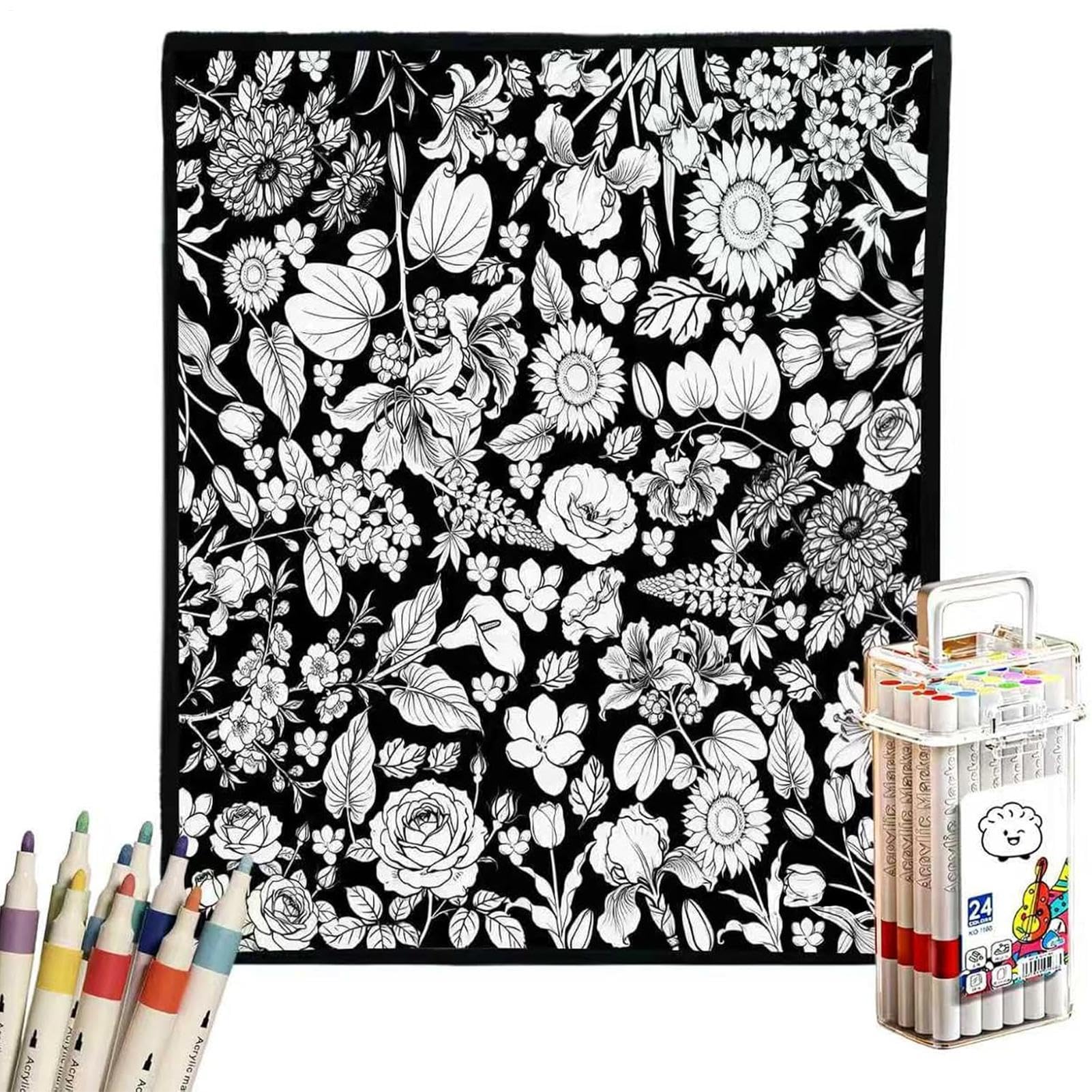 Couverture à colorier avec 24 marqueurs lavables pour loisirs créatifs