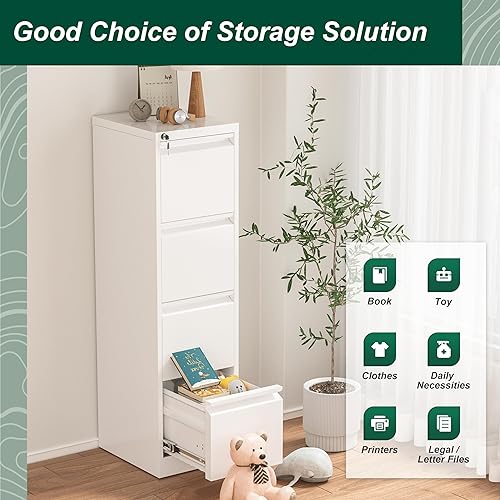 Miniatura 7 de Superday Archivador de 4 cajones, archivador vertical de 18 pulgadas de profundidad con cerradura, archivador de bloqueo para oficina en casa,